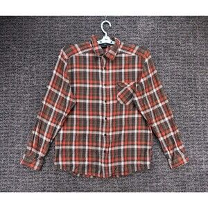 Kavu Shirt Mens Medium Brown Rust White Plaid Flannel Outdoor Cabincore Gorpcore